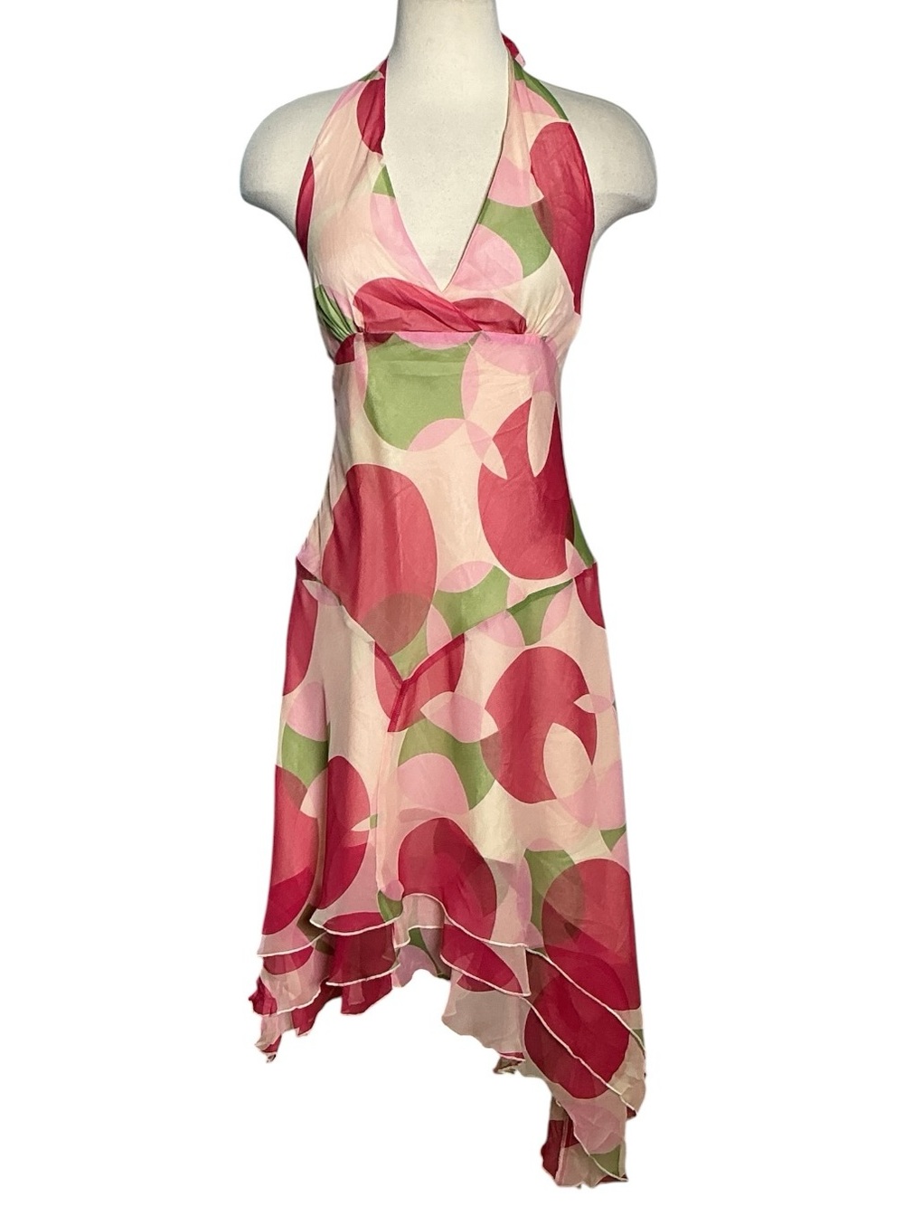 Y2K Philip Dicaprio Silk Handkerchief Chiffon Midi Halter Dress